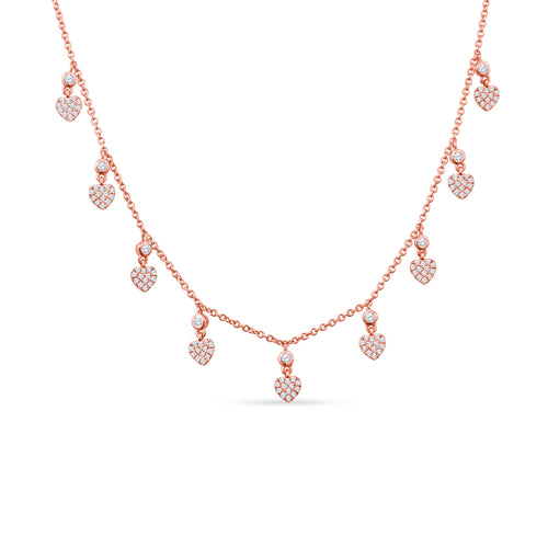 Pave Hearts Throb with Every Movement in This By-the-Yard Masterpiece 18K Yellow Gold Necklace