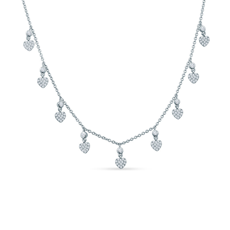 Pave Hearts Throb with Every Movement in This By-the-Yard Masterpiece 18K Yellow Gold Necklace