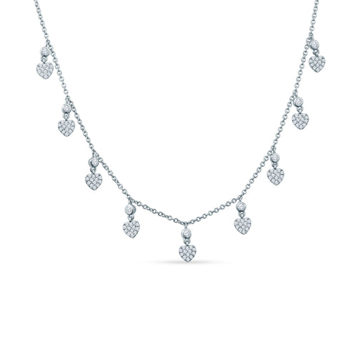 Pave Hearts Throb with Every Movement in This By-the-Yard Masterpiece 18K Yellow Gold Necklace