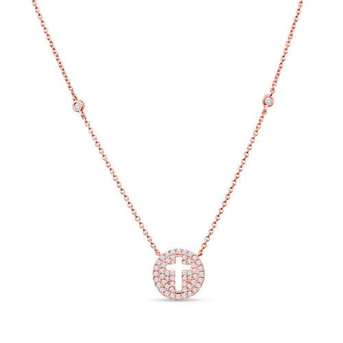 Pave Cross Charms & Bezel-Set Diamonds Shine on This By-the-Yard Masterpiece 18K White Gold Necklace