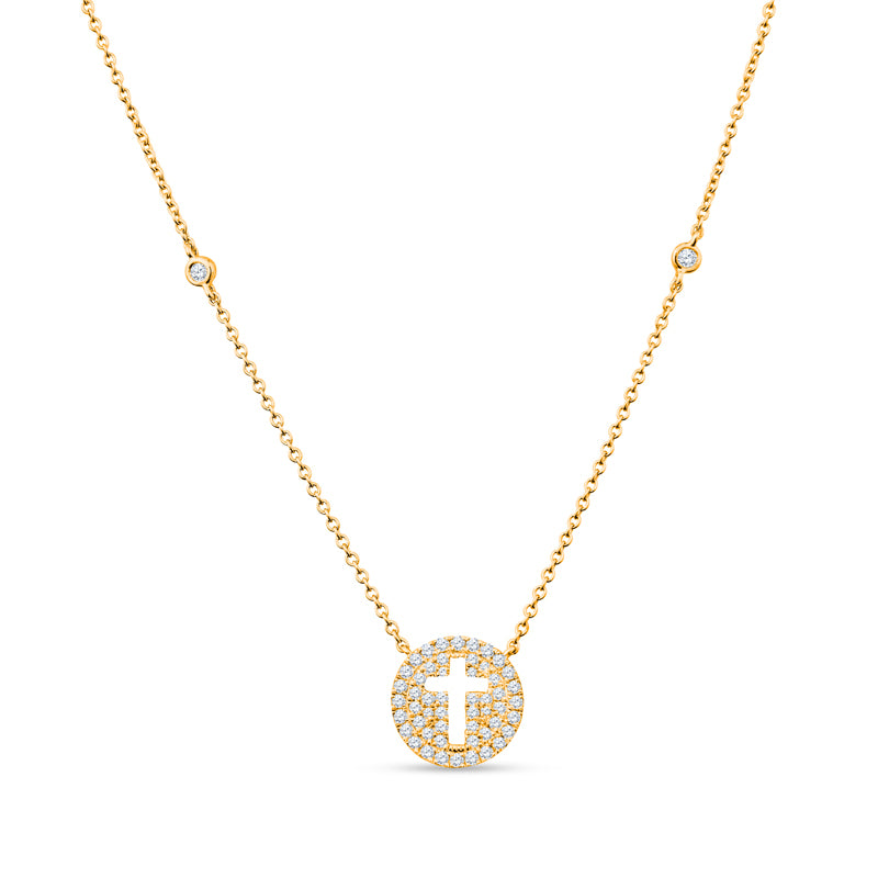 Pave Cross Charms & Bezel-Set Diamonds Shine on This By-the-Yard Masterpiece 18K White Gold Necklace