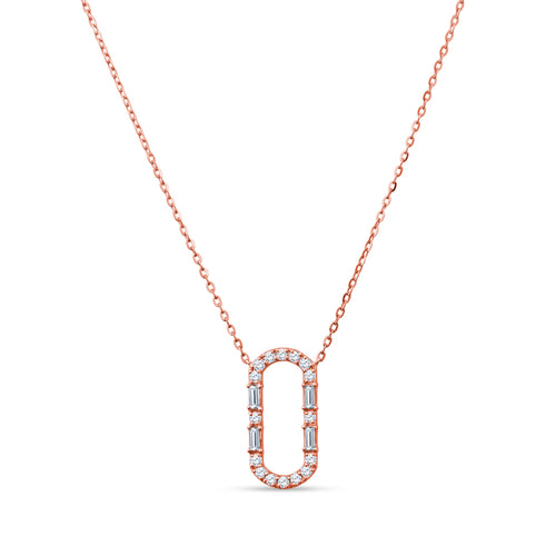 18K Yellow Gold Paperclip Charm Glistens Pendant with Diamond Brilliance