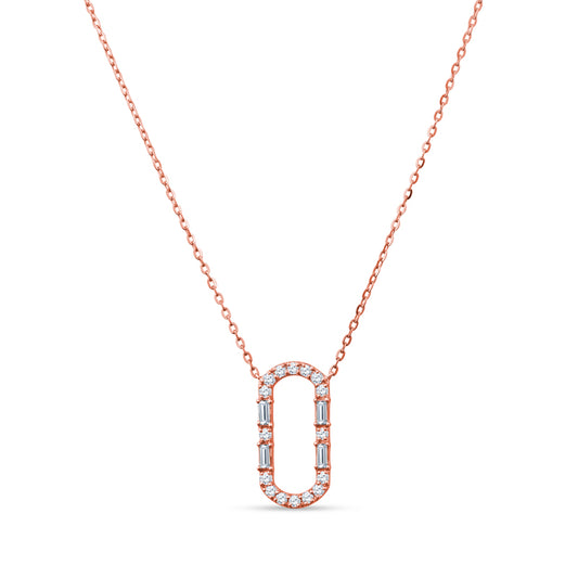 18K Yellow Gold Paperclip Charm Glistens Pendant with Diamond Brilliance