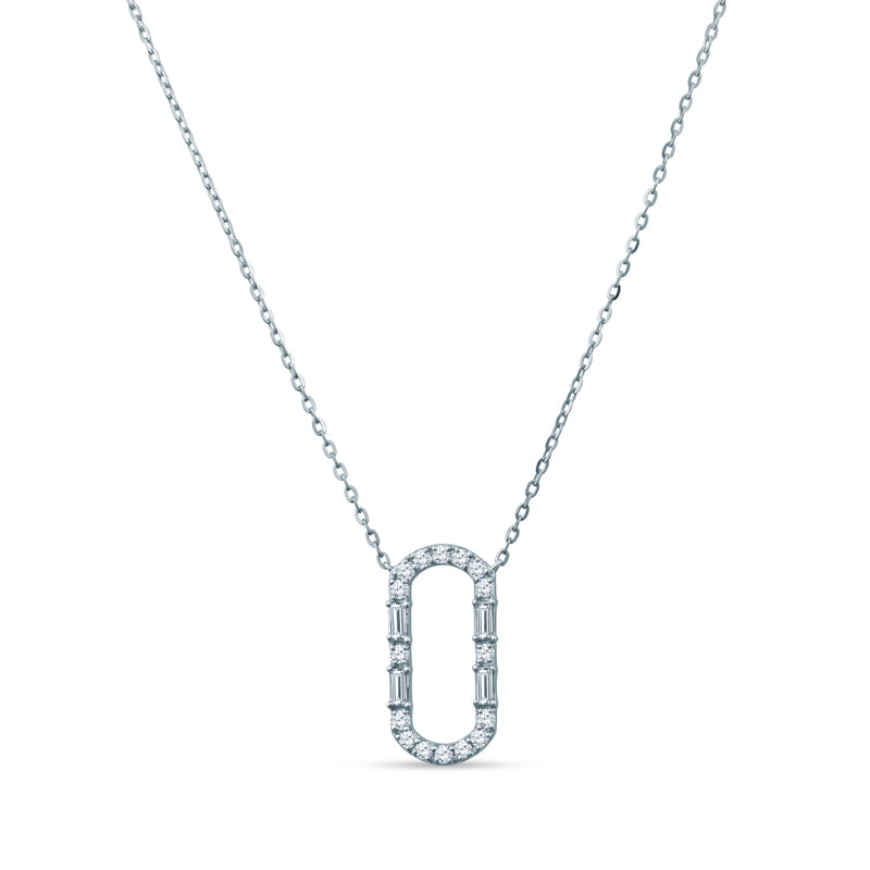 18K Yellow Gold Paperclip Charm Glistens Pendant with Diamond Brilliance