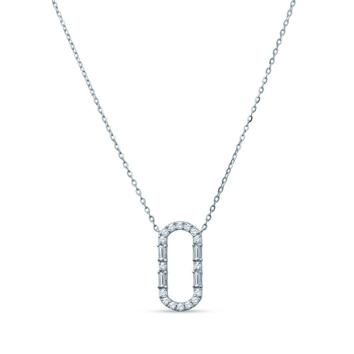 18K Yellow Gold Paperclip Charm Glistens Pendant with Diamond Brilliance