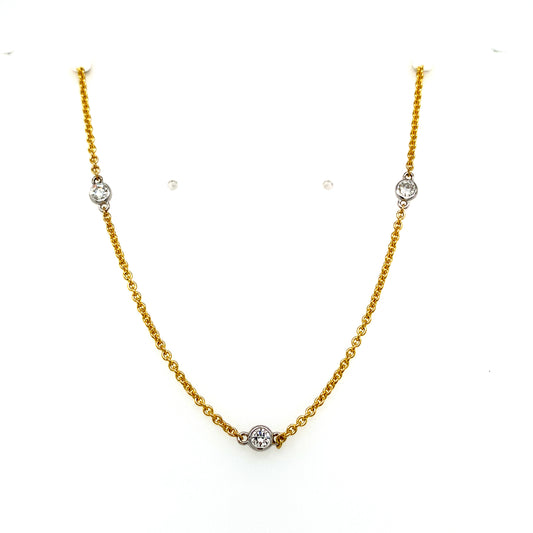 14K Two-Tone Diamond By The Yard Necklace - 0.57 CTW Natural Diamonds