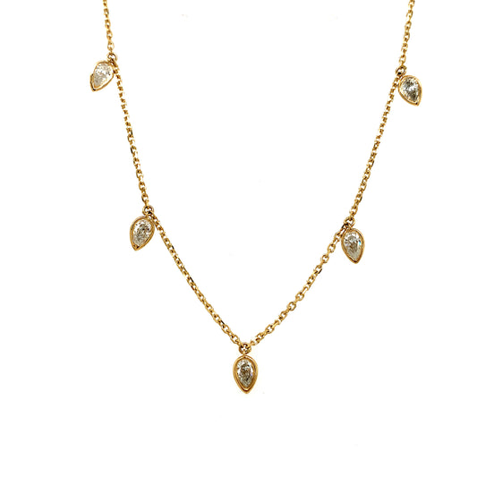 14KY Pear Shape Diamond By The Yard Necklace - 0.58 CTW Natural Diamonds