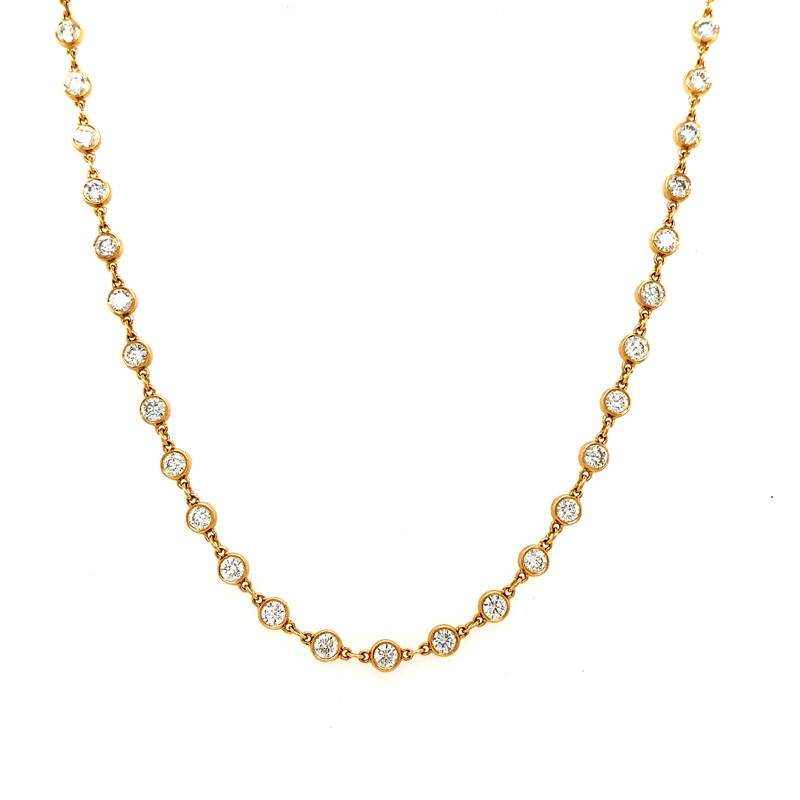 Elegant 18K Yellow Gold Tennis Necklace with 68 Earth Mined Diamonds