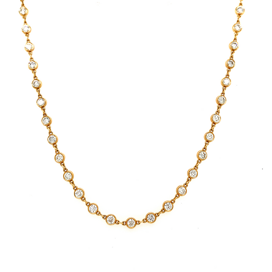 Elegant 18K Yellow Gold Tennis Necklace with 68 Earth Mined Diamonds
