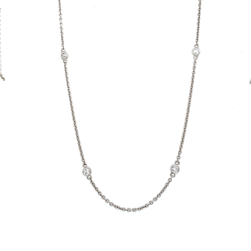Elegant 14K White Gold By The Yard Necklace with Earth Mined Diamonds