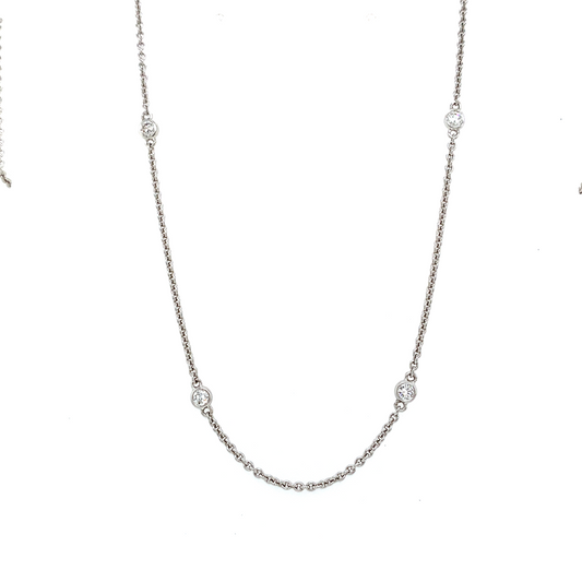 Elegant 14K White Gold By The Yard Necklace with Earth Mined Diamonds