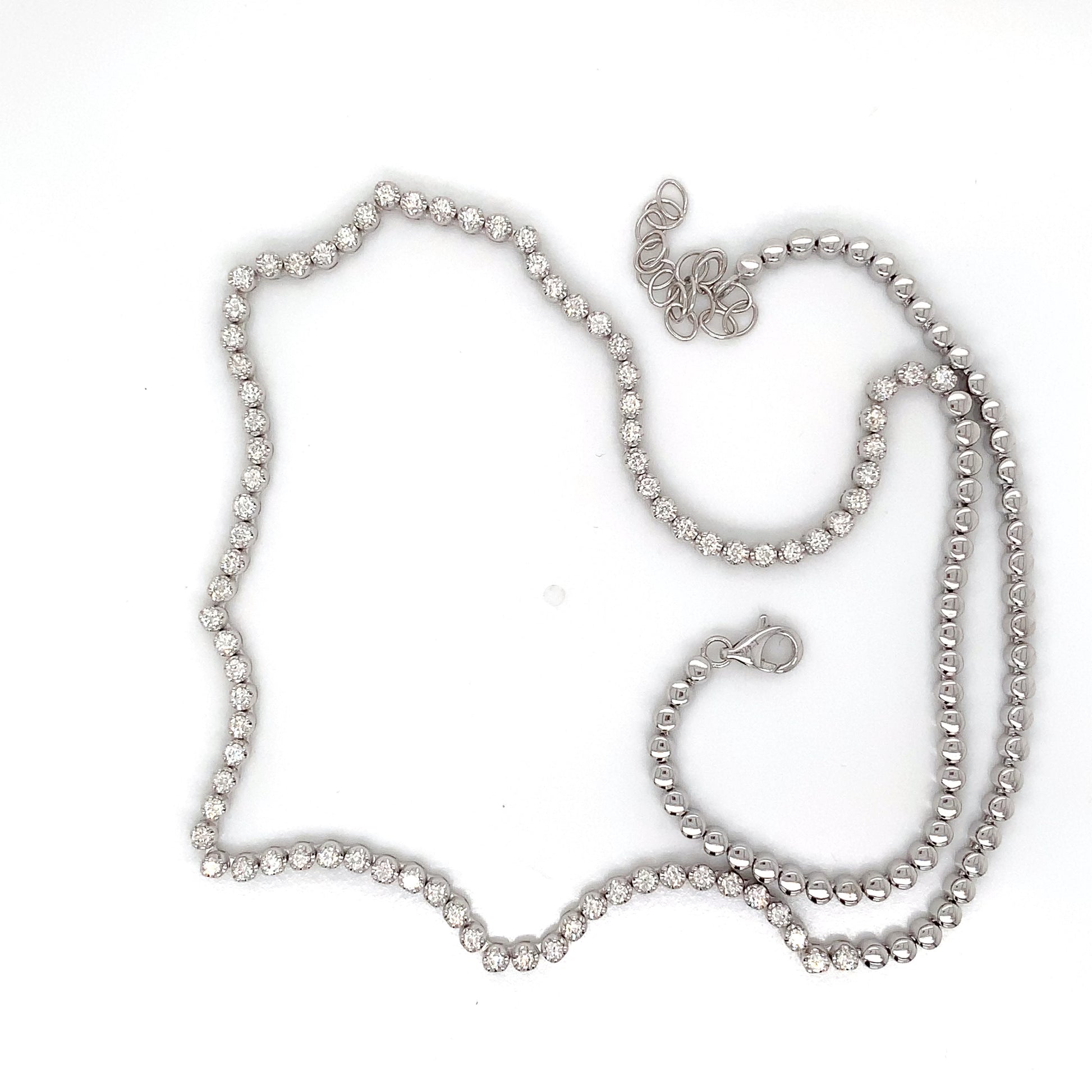 14K White Gold Tennis Necklace | Sparkling Diamond Luxury