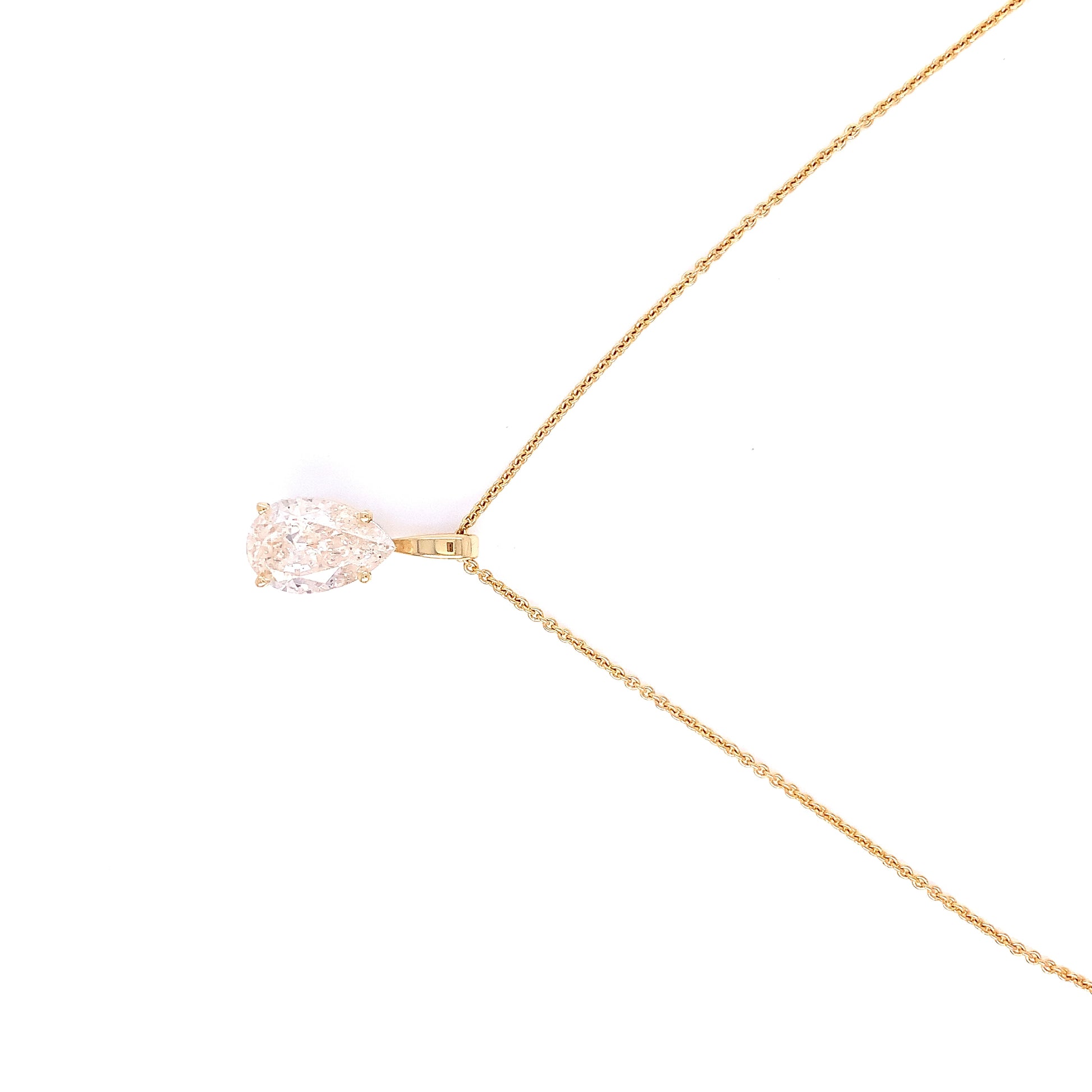 14K Yellow Gold Solitaire Necklace | Pear Diamond Pendant