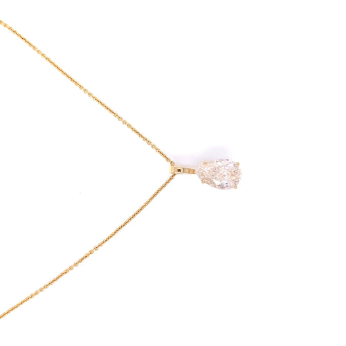 14K Yellow Gold Solitaire Necklace | Pear Diamond Pendant