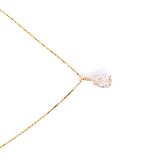 14K Yellow Gold Solitaire Necklace | Pear Diamond Pendant