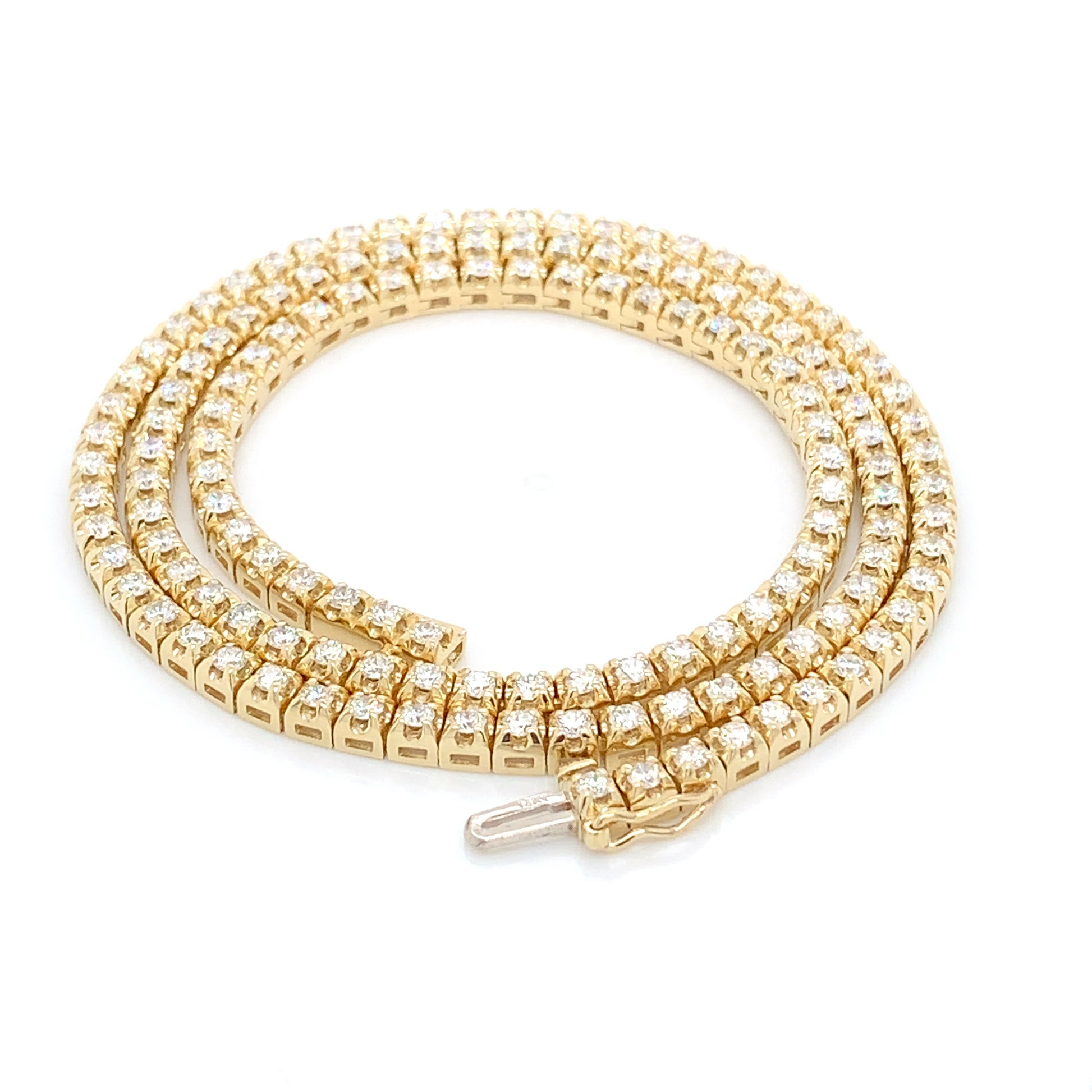 14K Yellow Gold Tennis Necklace | Brilliant 5.43 ct Diamond Luxury