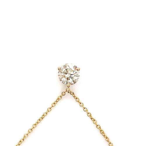 Yellow Gold Solitaire Diamond Necklace | 14K Brilliant Pendant