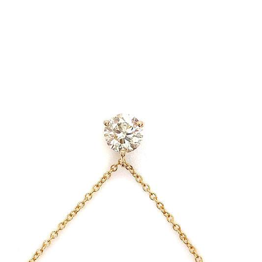 Yellow Gold Solitaire Diamond Necklace | 14K Brilliant Pendant