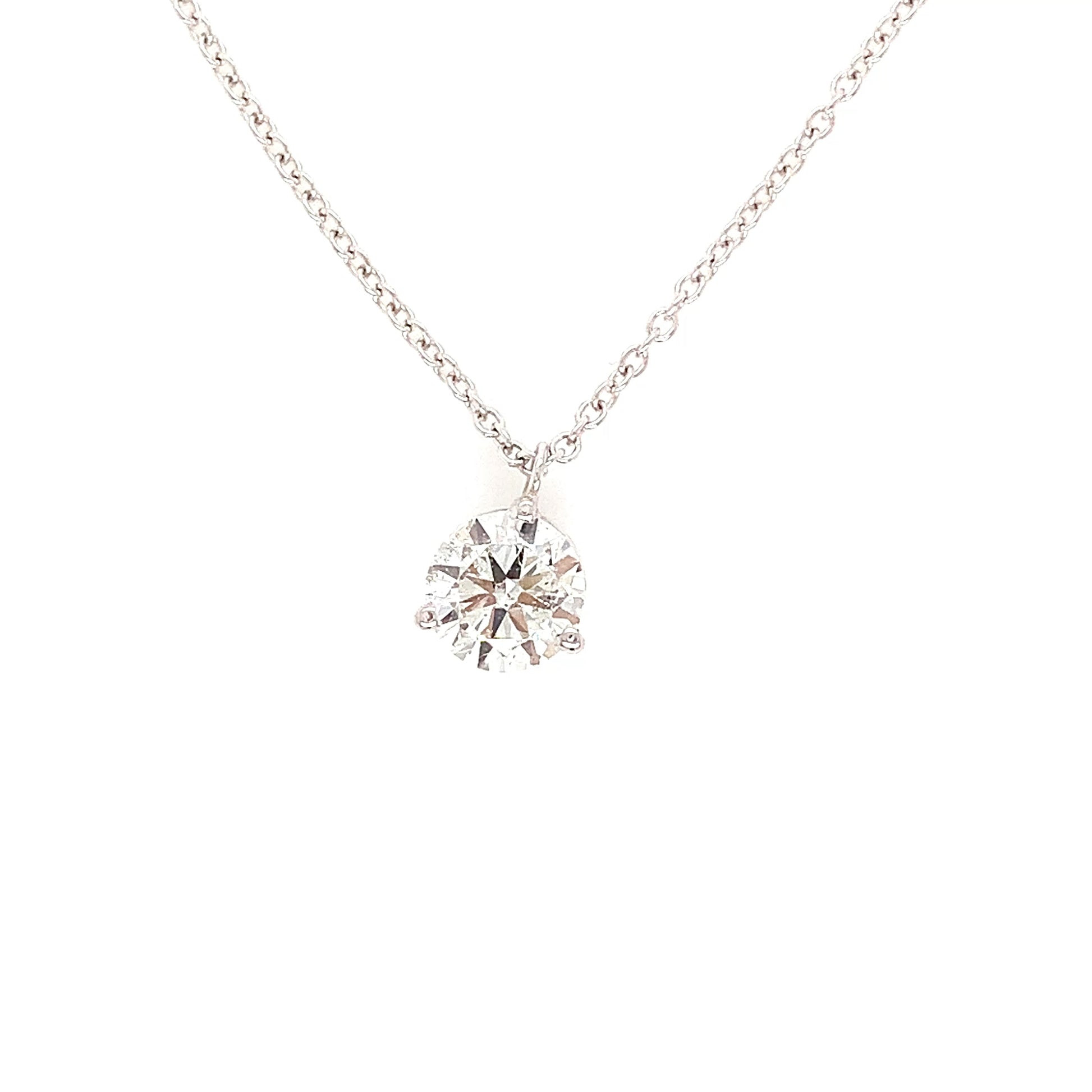 White Gold Solitaire Diamond Pendant | Elegant 14K Design
