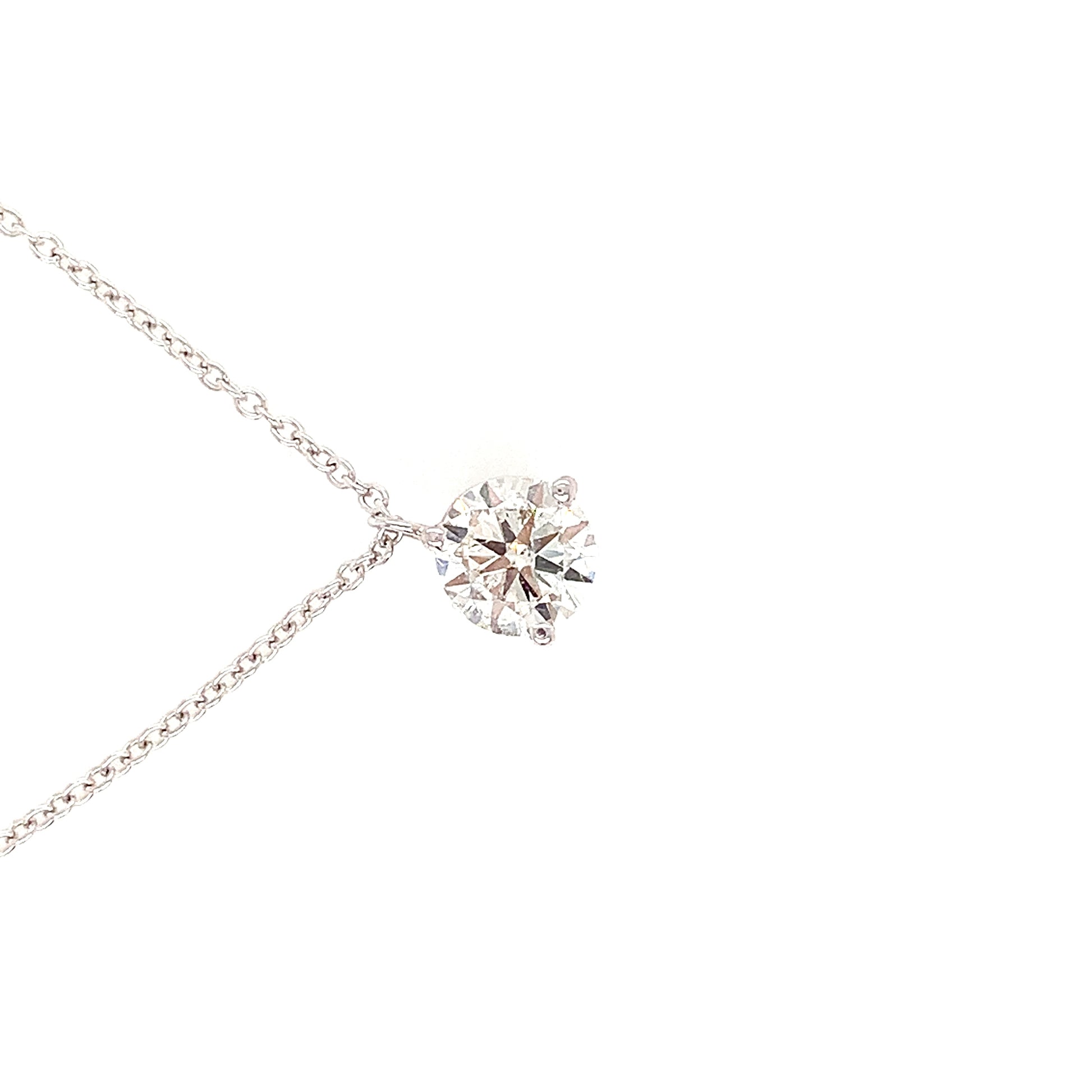 White Gold Solitaire Diamond Pendant | Elegant 14K Design