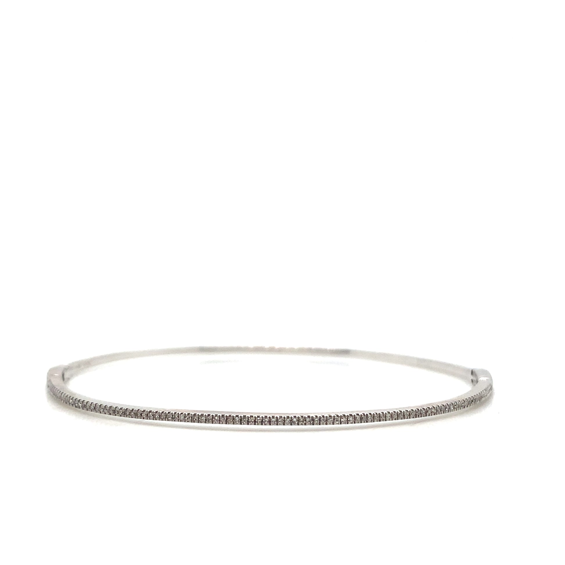 14K Gold Diamond Bangle | Elegant White Gold Bracelet