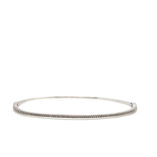 14K Gold Diamond Bangle | Elegant White Gold Bracelet