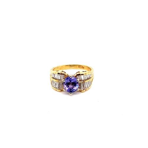 Gold Tanzanite Natural Diamond Ring | 18K Statement Jewelry