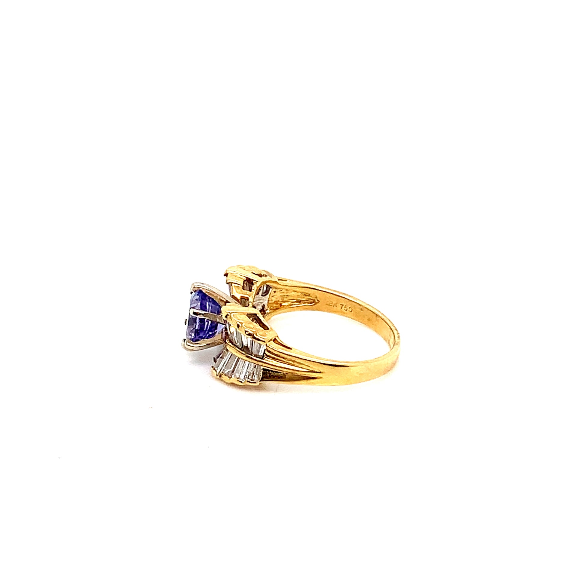 Gold Tanzanite Natural Diamond Ring | 18K Statement Jewelry