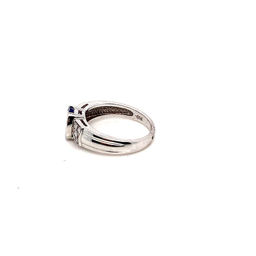White Gold Tanzanite Natural Diamond Ring | 14K Sparkling Gem