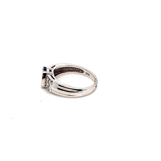White Gold Tanzanite Natural Diamond Ring | 14K Sparkling Gem