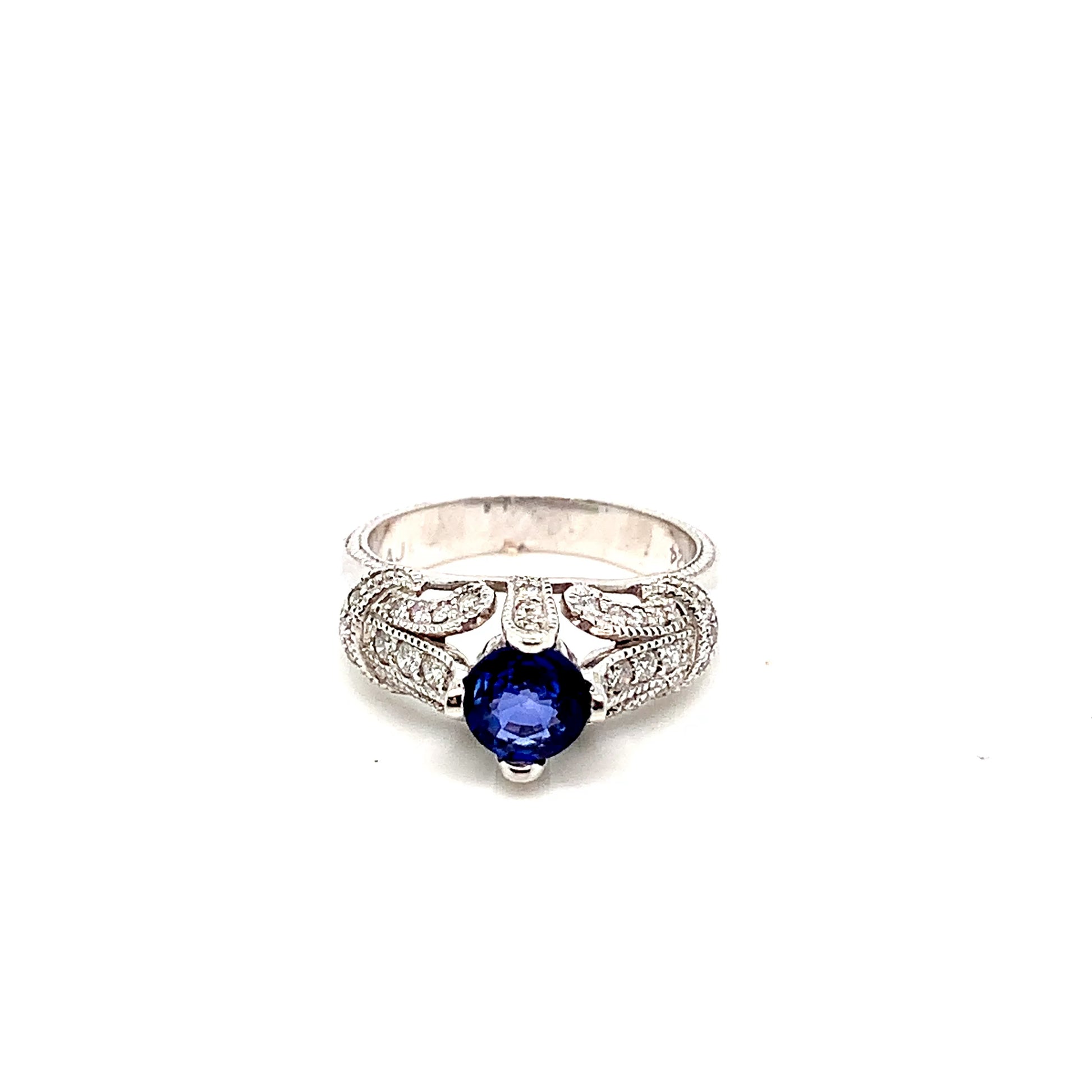 White Gold Sapphire Diamond Ring | 14K Luxury Halo Band