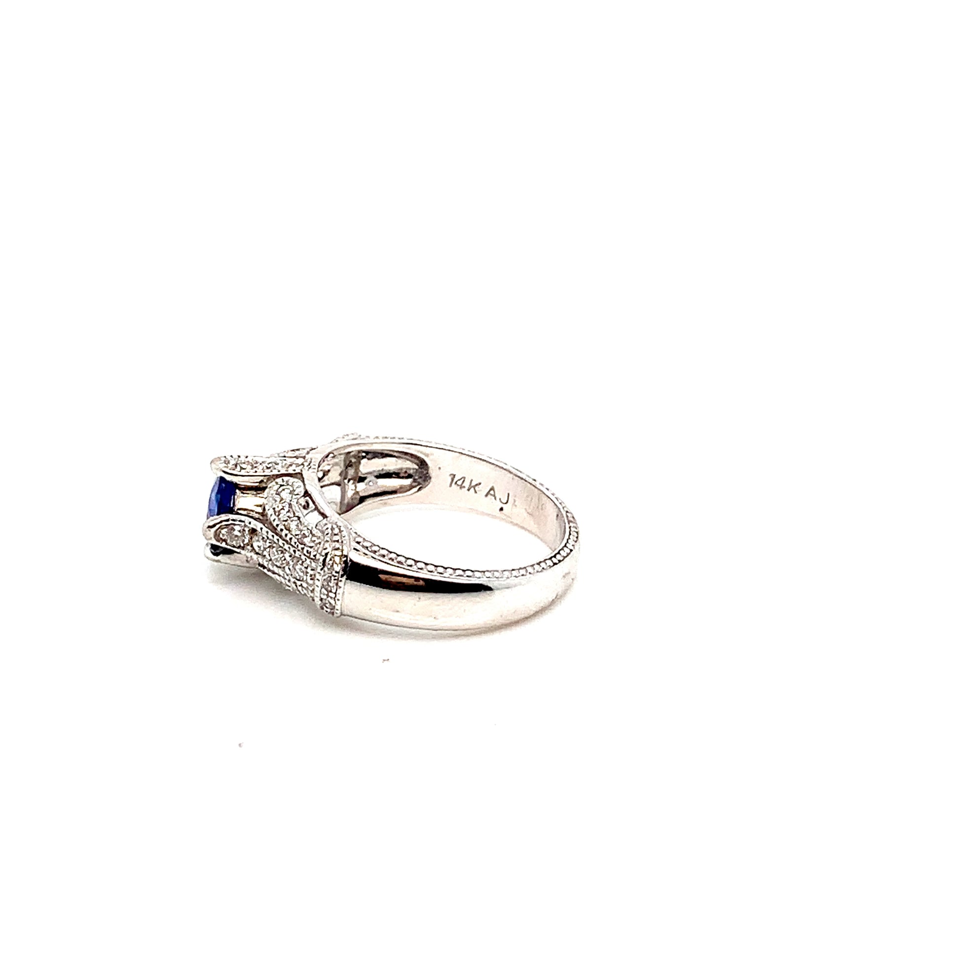 White Gold Sapphire Diamond Ring | 14K Luxury Halo Band