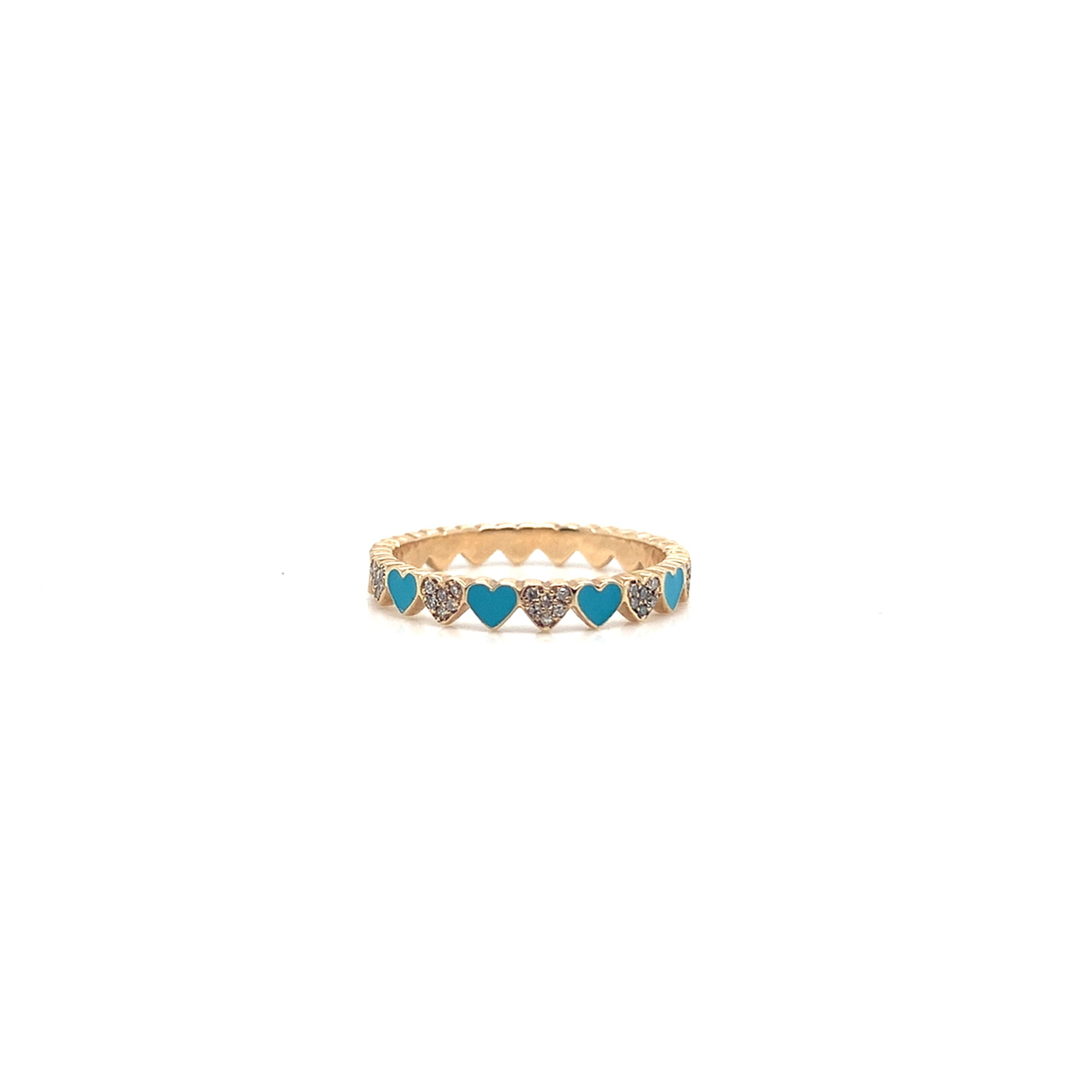 Italian Enamel Diamond Ring | Elegant Eternity Heart Band