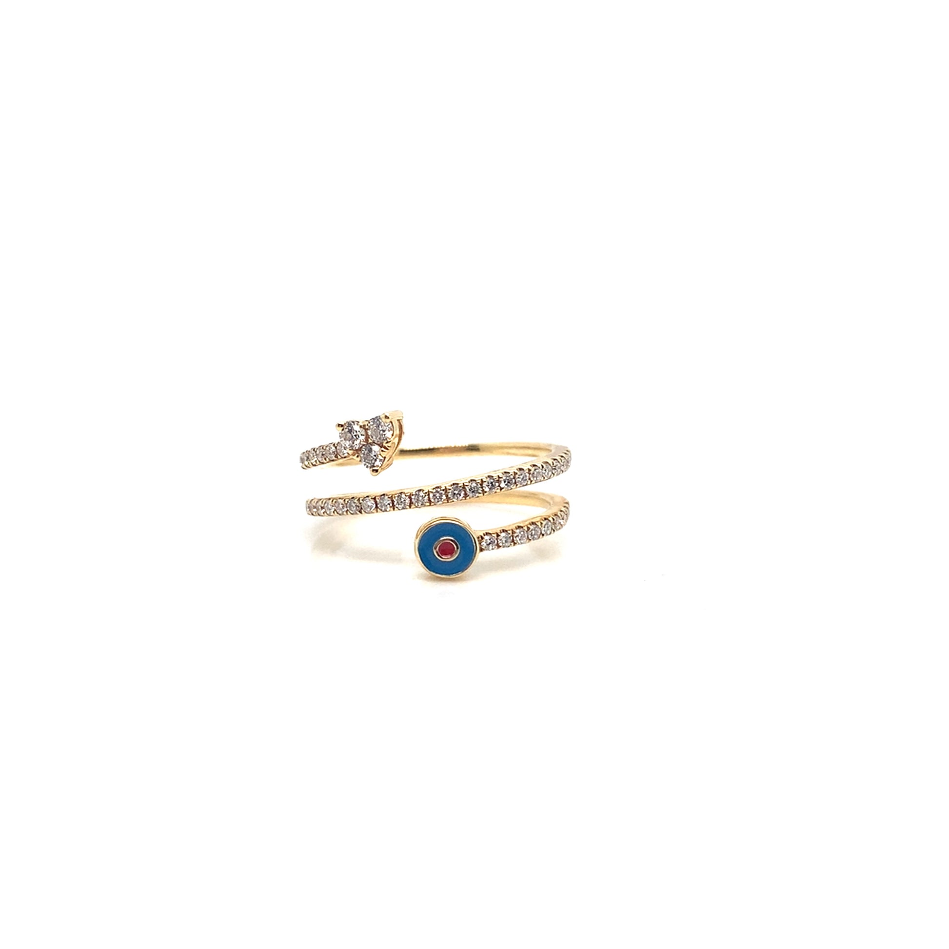 18K Gold Spiral Diamond Ring | Artistic Enamel Accent Jewelry