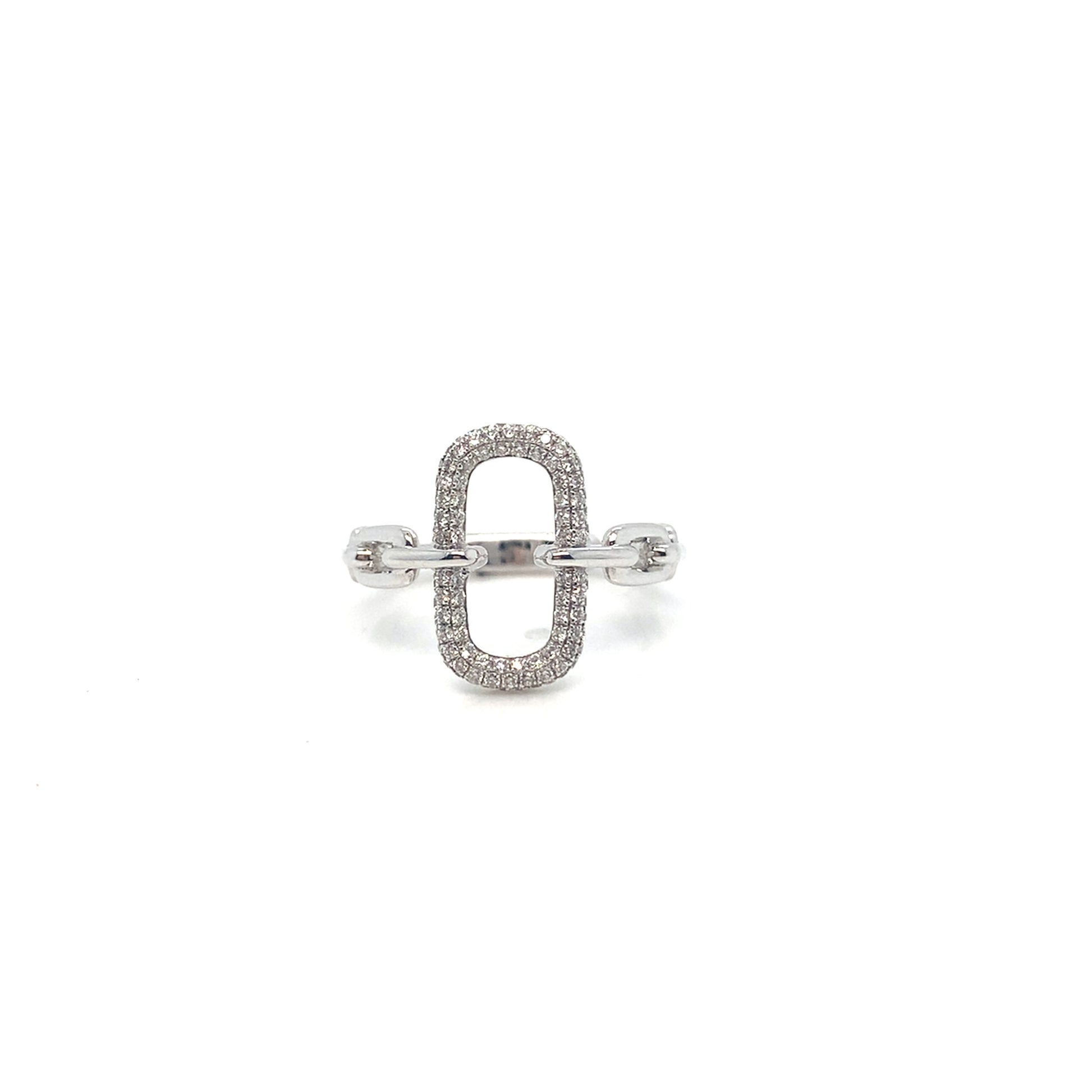 18K White Gold Diamond Chain Link Ring | Modern Luxury Jewelry