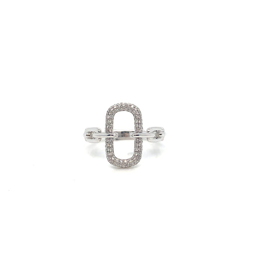 18K White Gold Diamond Chain Link Ring | Modern Luxury Jewelry