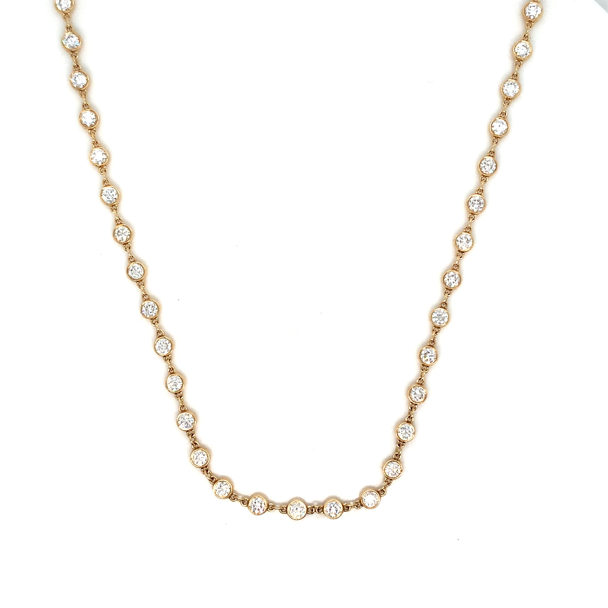 18K White Gold Diamond Necklace | Bezel Set Tennis Necklace