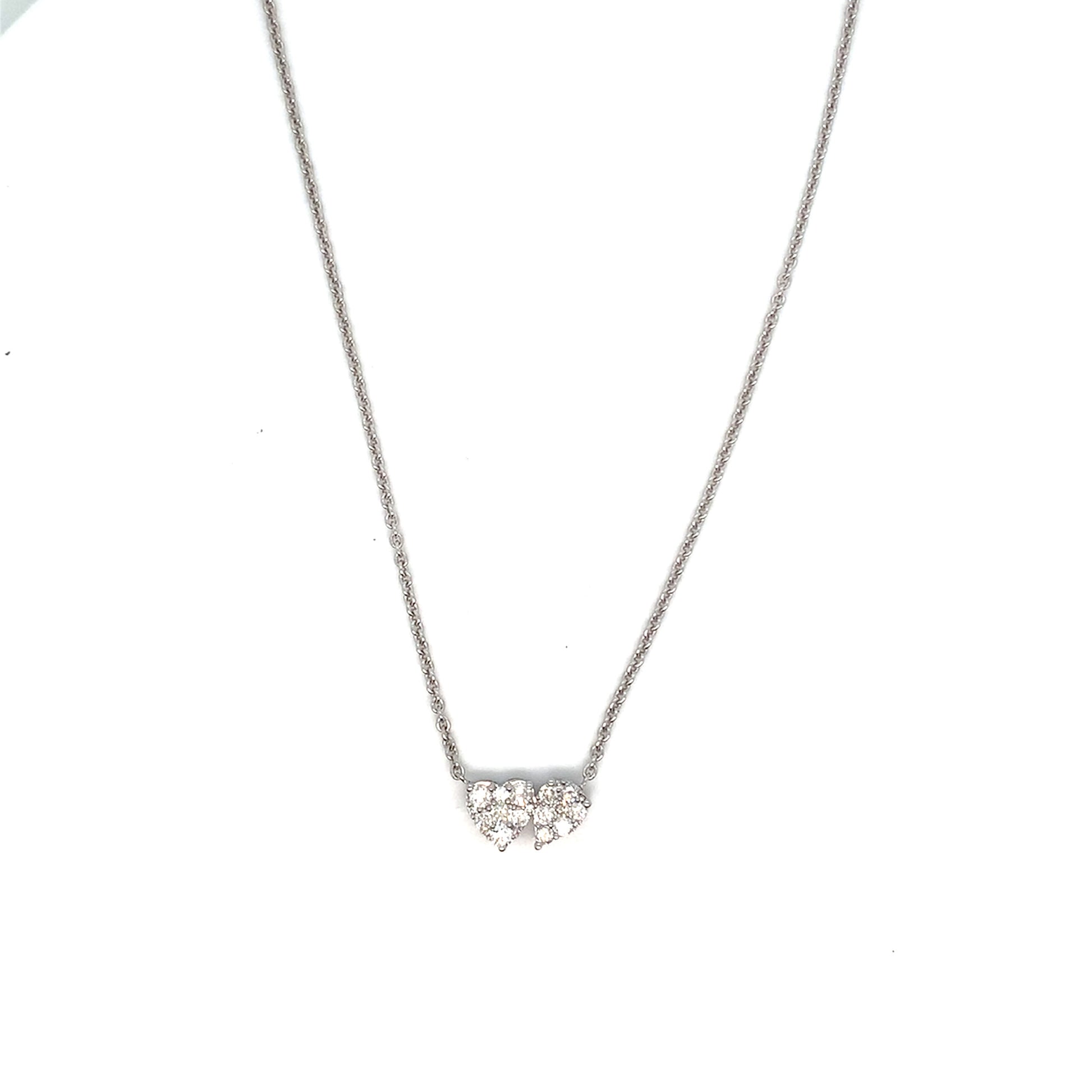 14K Gold Heart Pear Pendant | Elegant White Gold Diamond Pendant