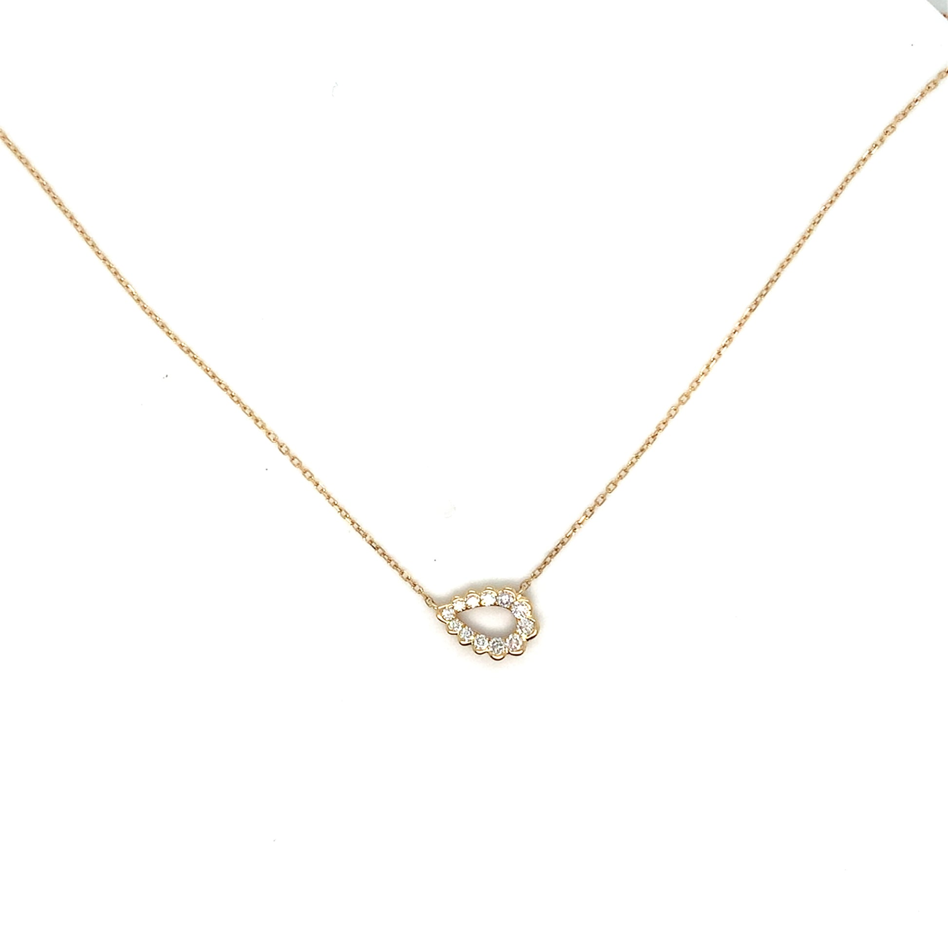 18K Gold Pear Diamond Pendant | Elegant White Gold Jewelry