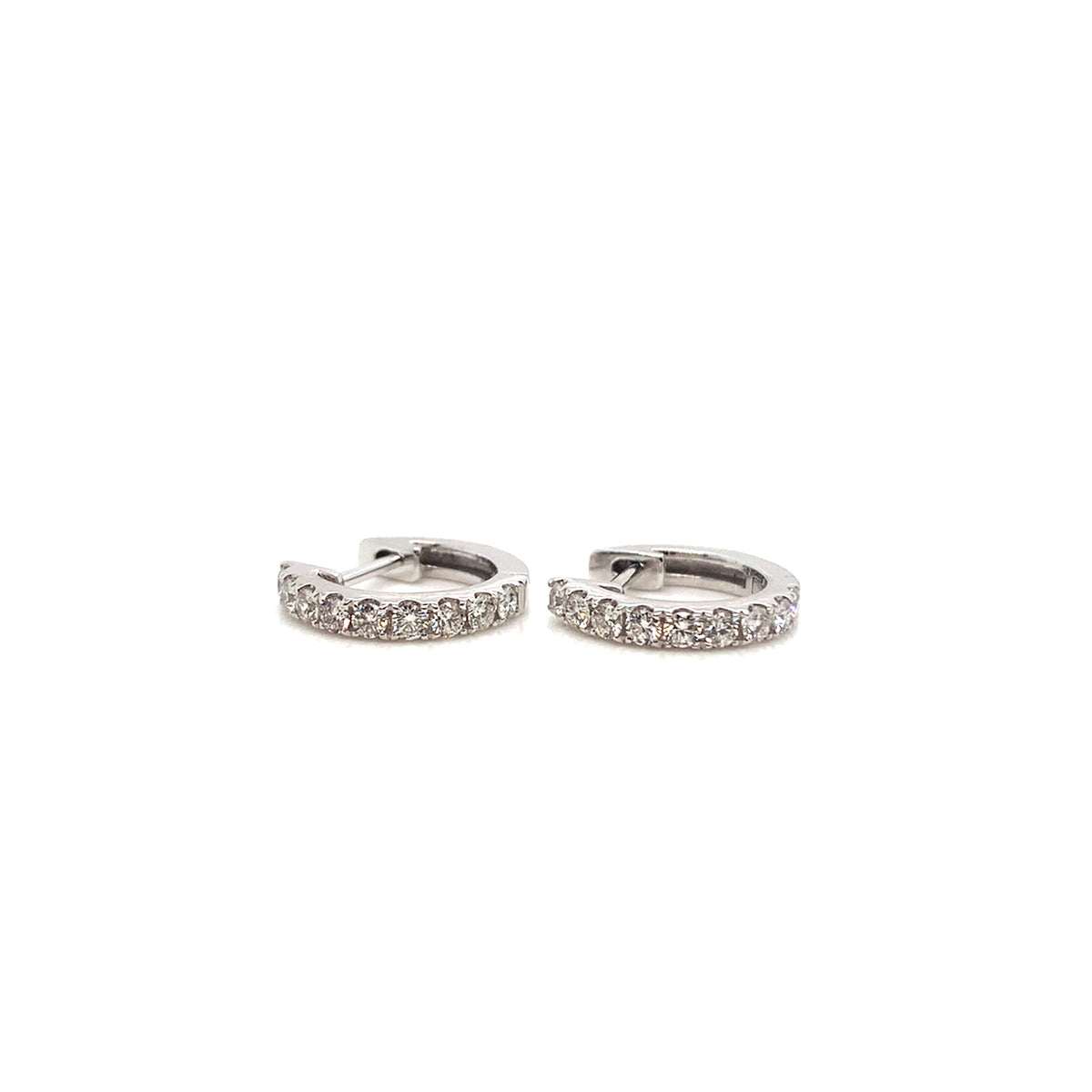 14K White Gold Diamond Huggies | Elegant Everyday Earrings-29