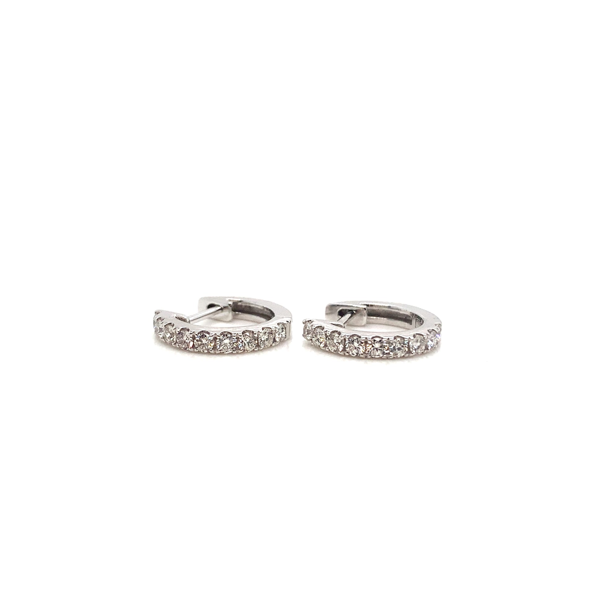 14K White Gold Diamond Huggies | Elegant Everyday Earrings