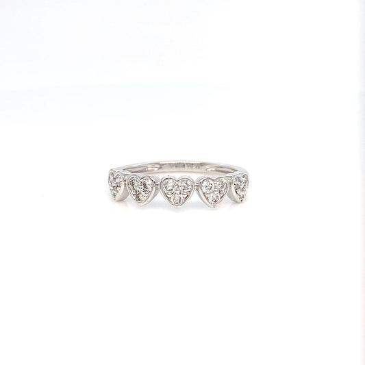 18K Gold Heart Diamond Ring | White Gold Fashion Ring
