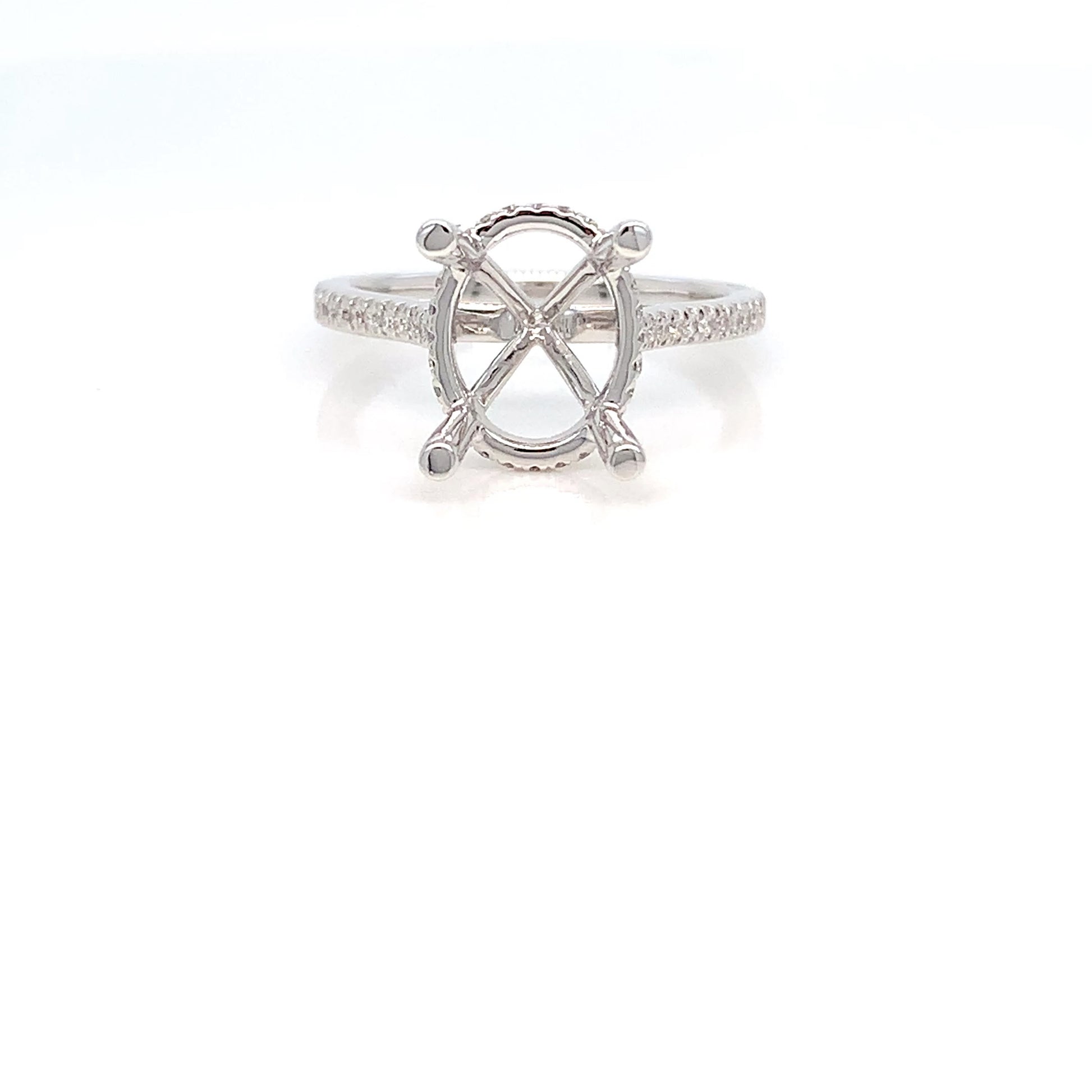 Platinum Oval Diamond Semi-Mount | Elegant Engagement Ring Setting
