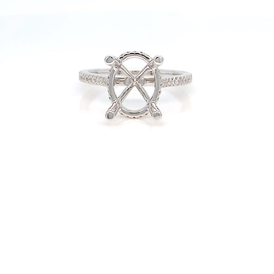 Platinum Oval Diamond Semi-Mount | Elegant Engagement Ring Setting