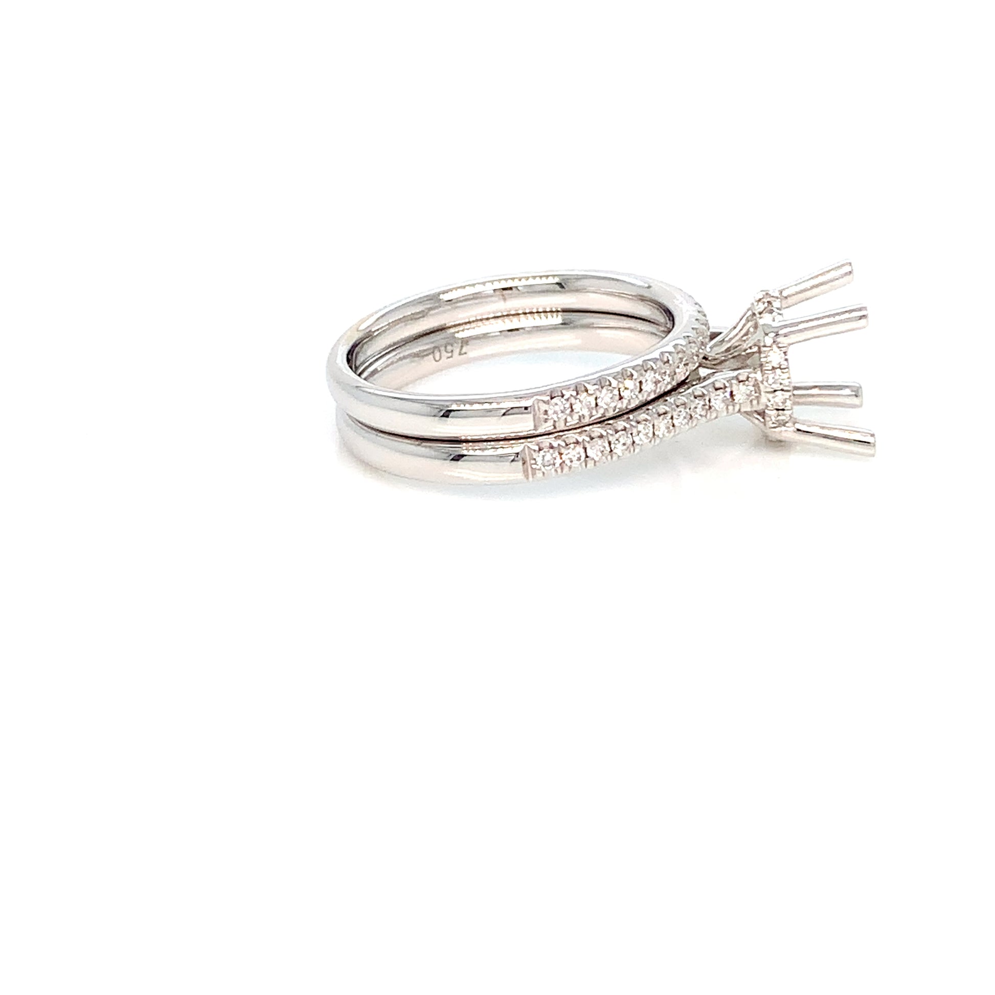 18K Gold Round Semi-Mount Ring | Diamond Band Engagement Setting