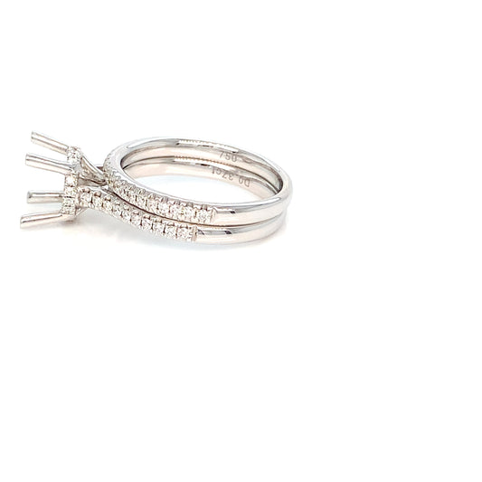 18K Gold Round Semi-Mount Ring | Diamond Band Engagement Setting