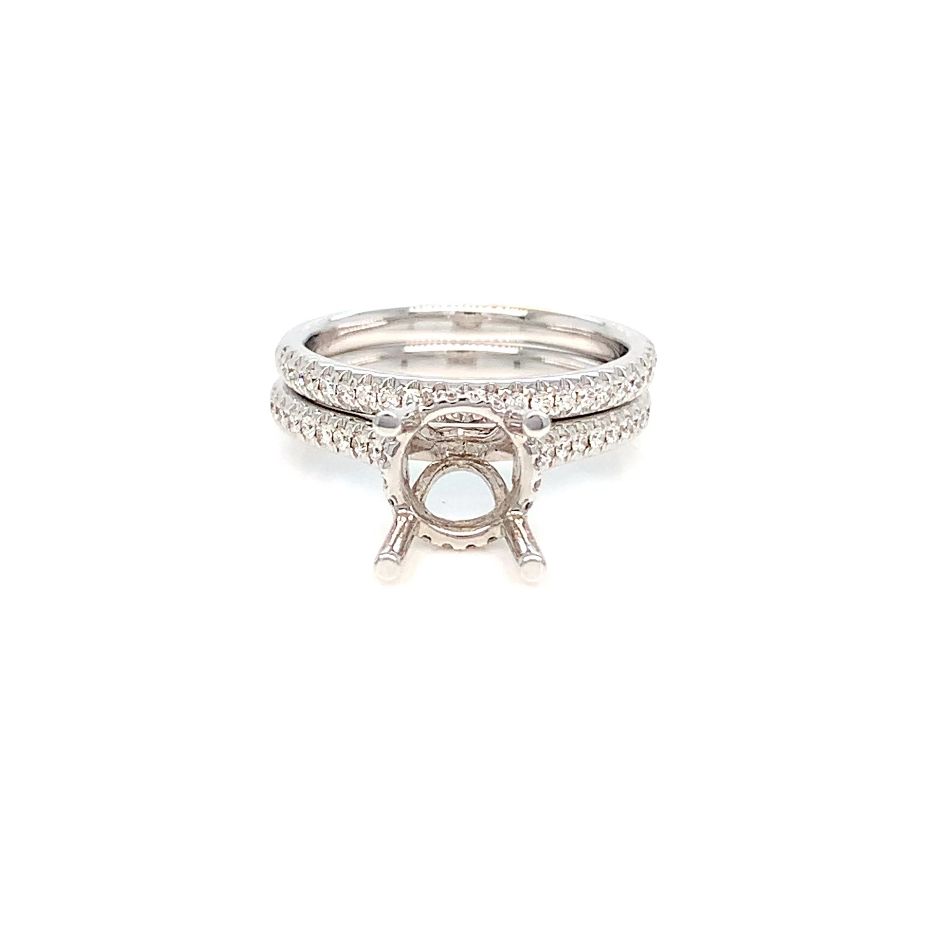 18K Gold Round Semi-Mount Ring | Diamond Band Engagement Setting