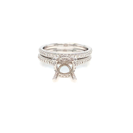 18K Gold Round Semi-Mount Ring | Diamond Band Engagement Setting