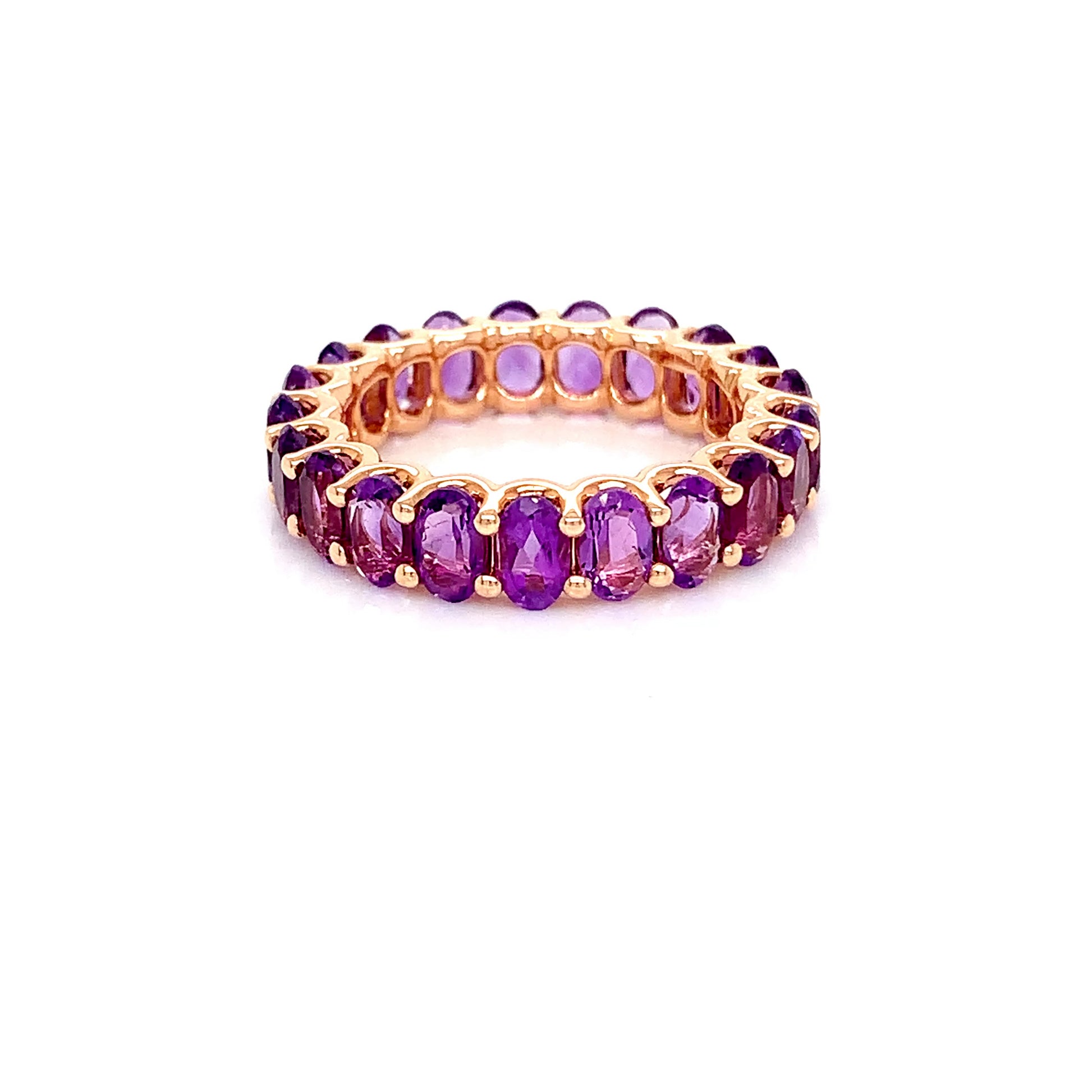 14K Gold Amethyst Eternity Band | Oval Cut Rose Gold Ring