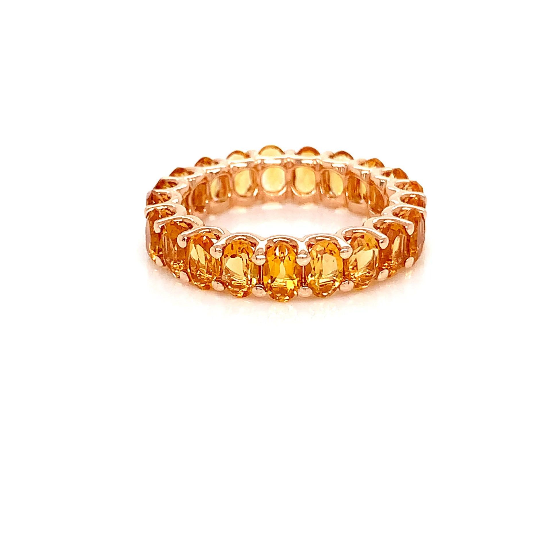 14K Gold Citrine Eternity Band | Oval Cut Rose Gold Ring